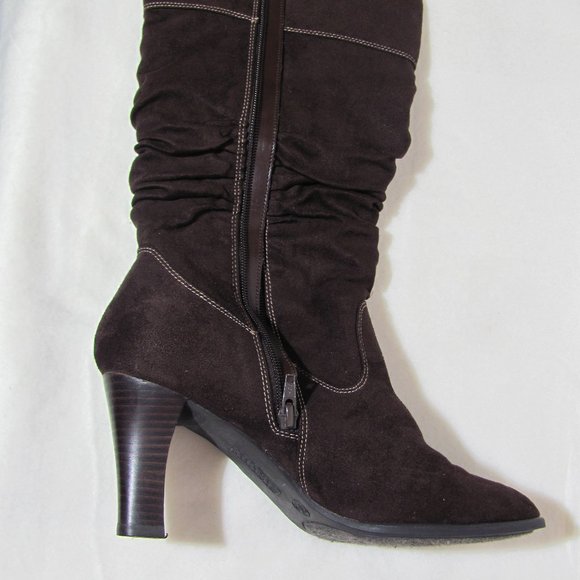George Brown Faux Suede Slouch Boots - Picture 3 of 13